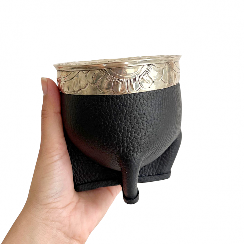 Maté imperial artisanal double cuir noir - Imagen 3