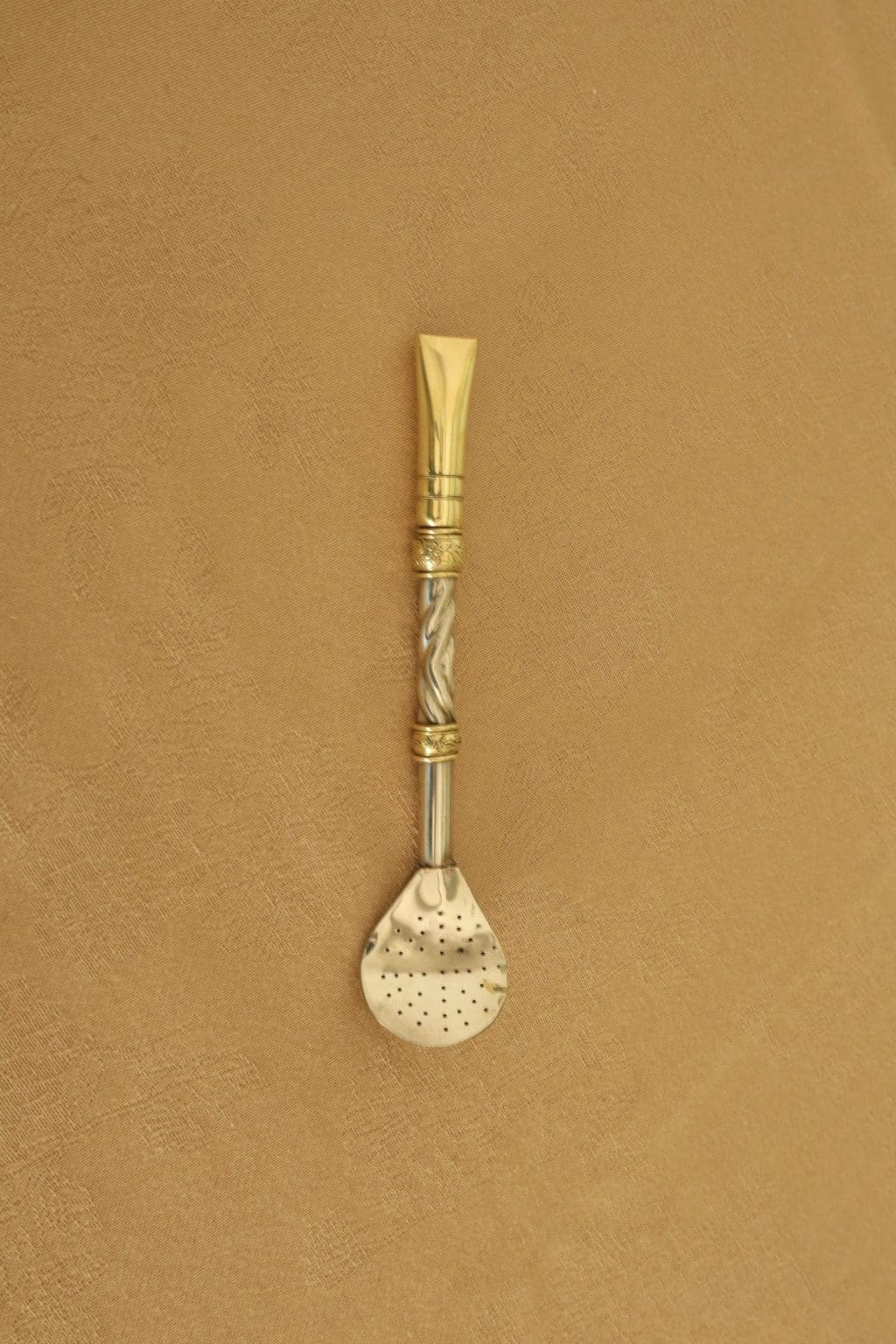 Bombillon in alpaca and bronze, double virola hand-engraved by an artisan in Argentina