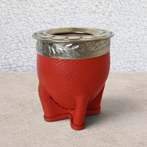 Mate imperial de calabaza artesanal doble cuero naranja