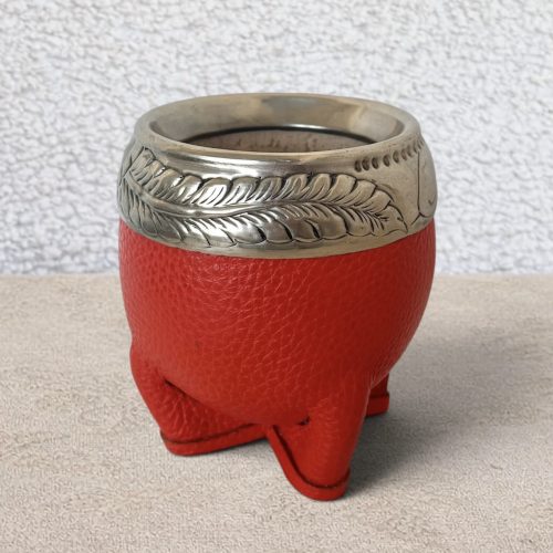 Maté torpedo artisanal double cuir orange