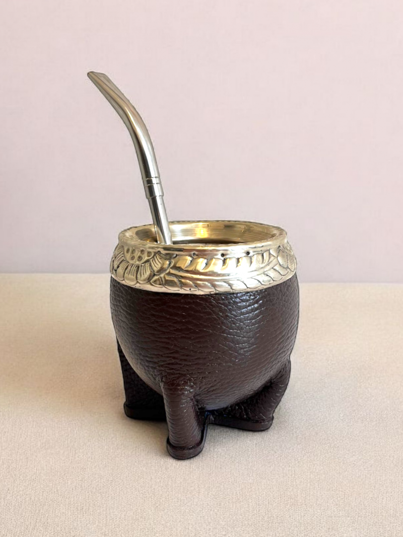 Calebasse à maté double cuir marron - Image 2