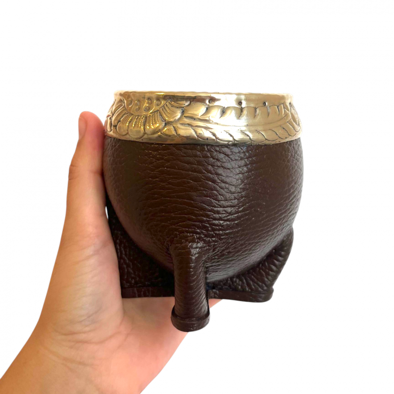 Calebasse à maté double cuir marron - Image 3