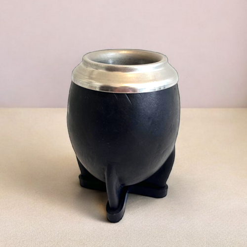Calebasse à maté acier inoxydable cuir noir