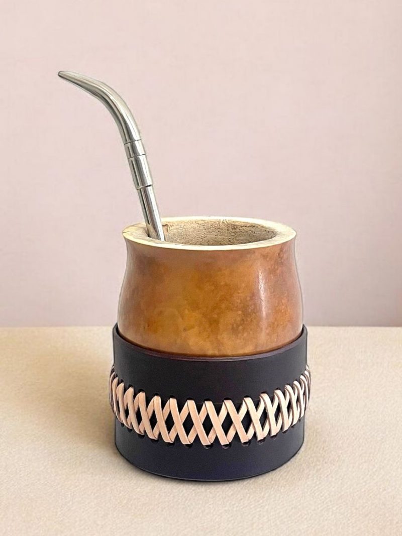 Calebasse à maté criollo tressé marron - Image 2