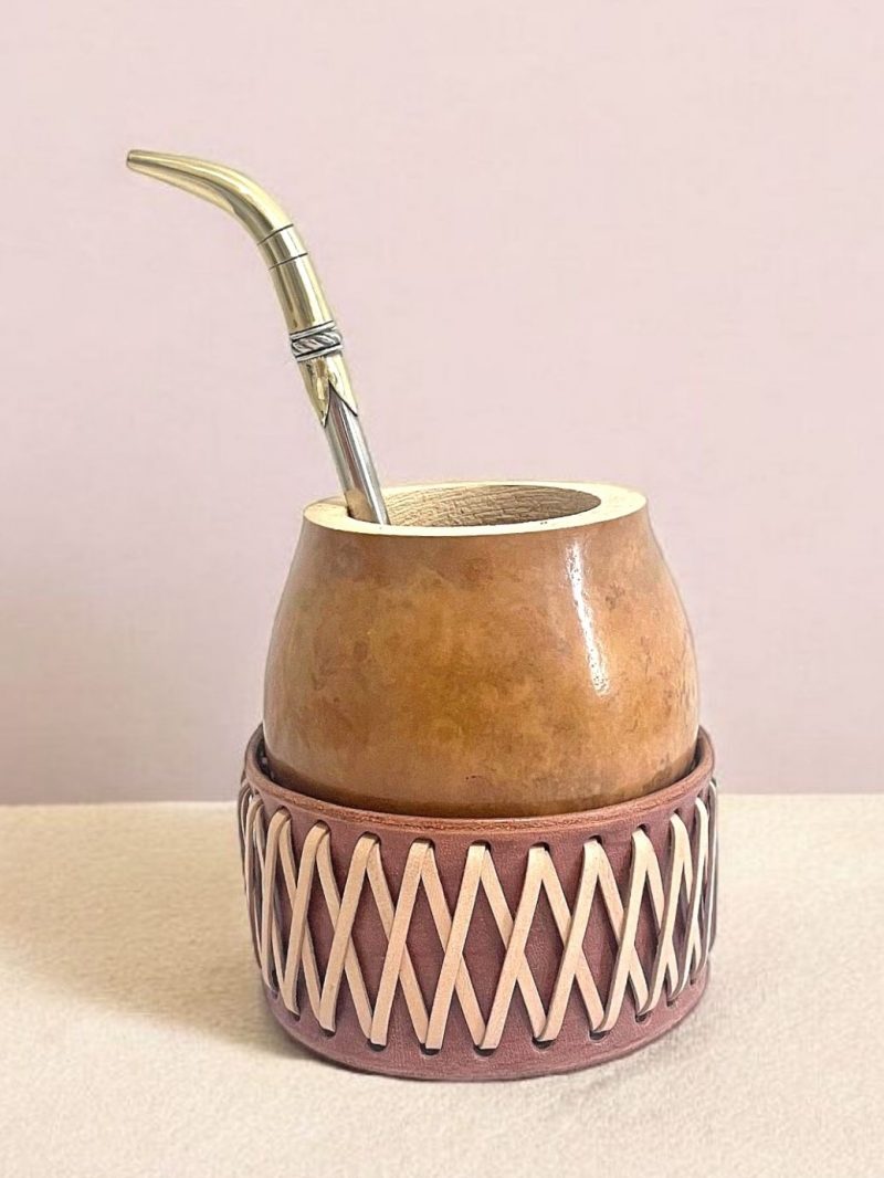 Calebasse à maté criollo tressé beige - Image 2