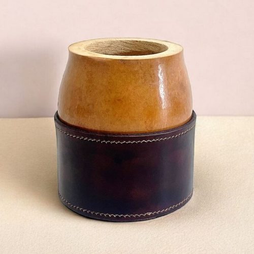 Calebasse à maté criollo cousu marron