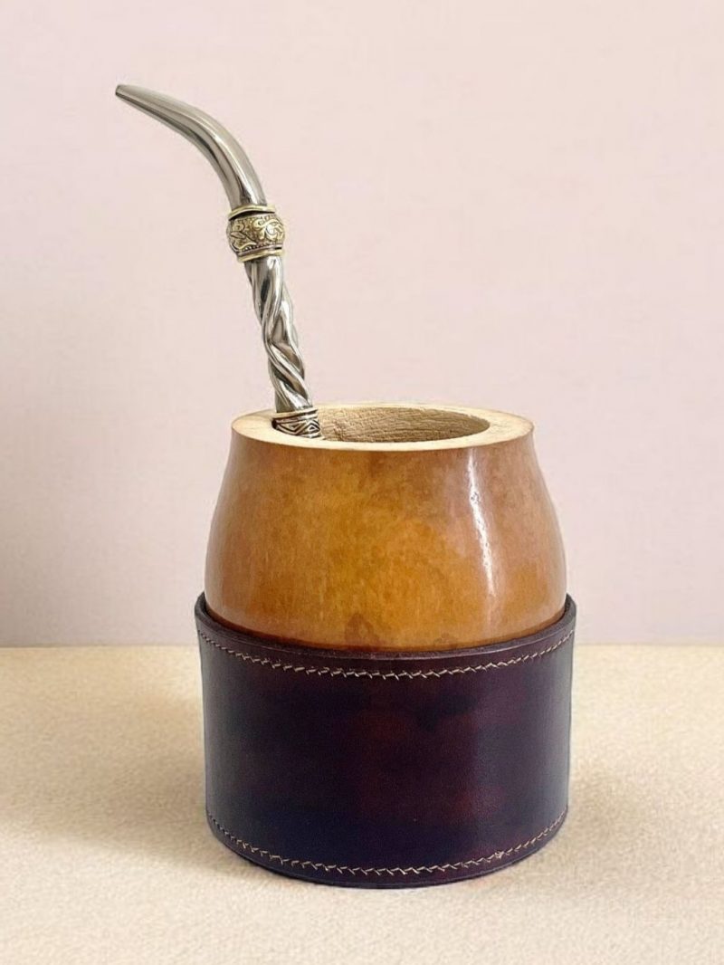 Calebasse à maté criollo cousu marron - Image 2