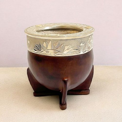 Calebasse à maté imperial recouvert en cuir marron