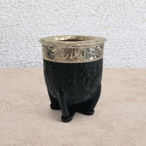 Engraved Leather Mate Gourd Black