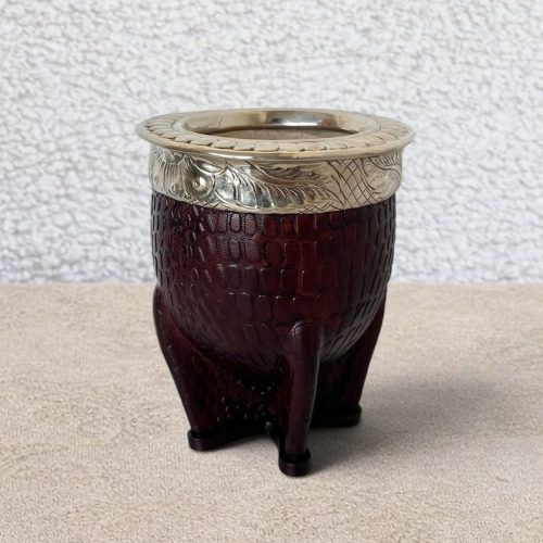 Handcrafted Croco Leather Mate Gourd Mahogany