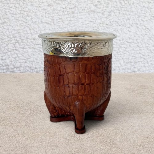 Handcrafted Croco Leather Mate Gourd Camel