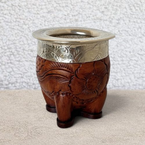Mate imperial de calabaza cuero grabado Coñac