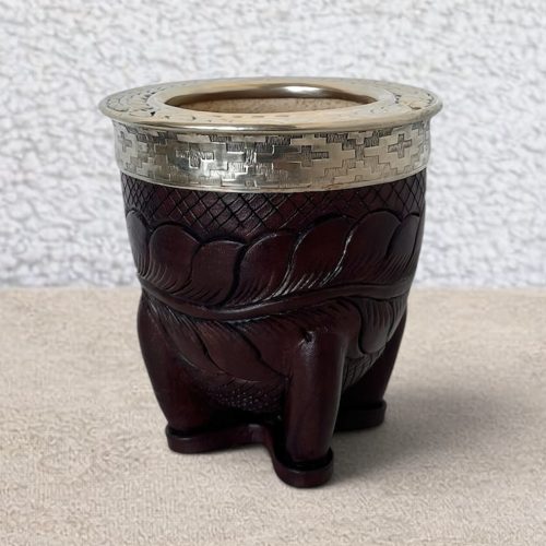 Calebasse à maté cuir gravé marron