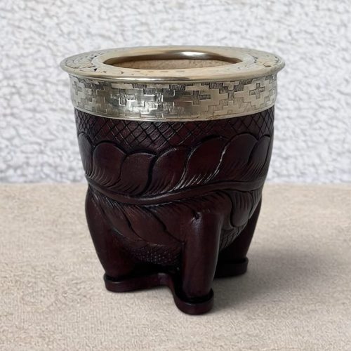 Engraved Leather Mate Gourd Brown