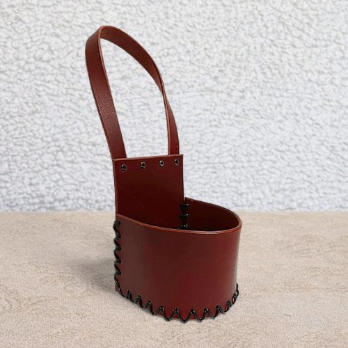 Porta auto mate artesanal bordo en cuero plena flor