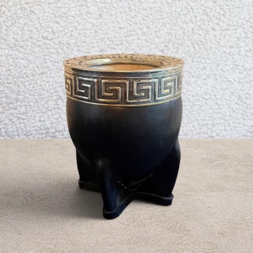 Calebasse à maté imperial cuir noir - Guarda Griega