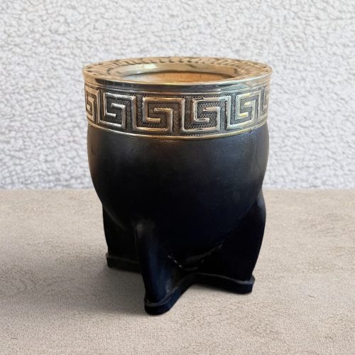 Calebasse à maté imperial cuir noir - Guarda Griega